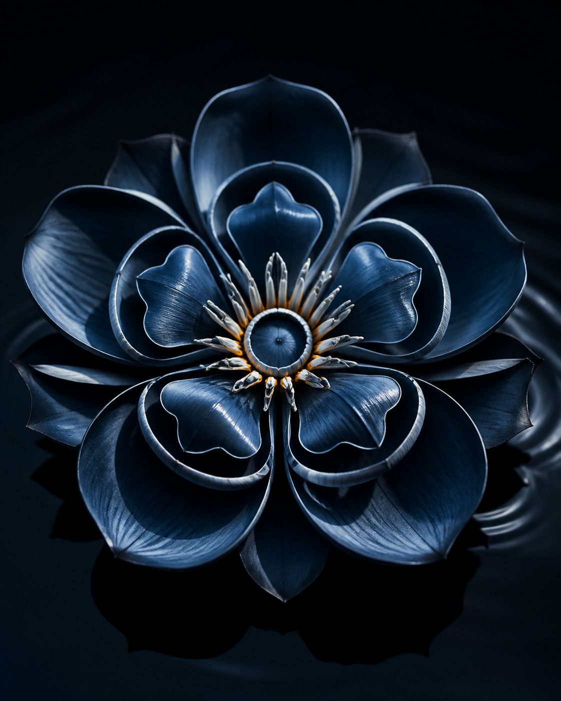Blue lotus geometry that informs the Athanatos design language.