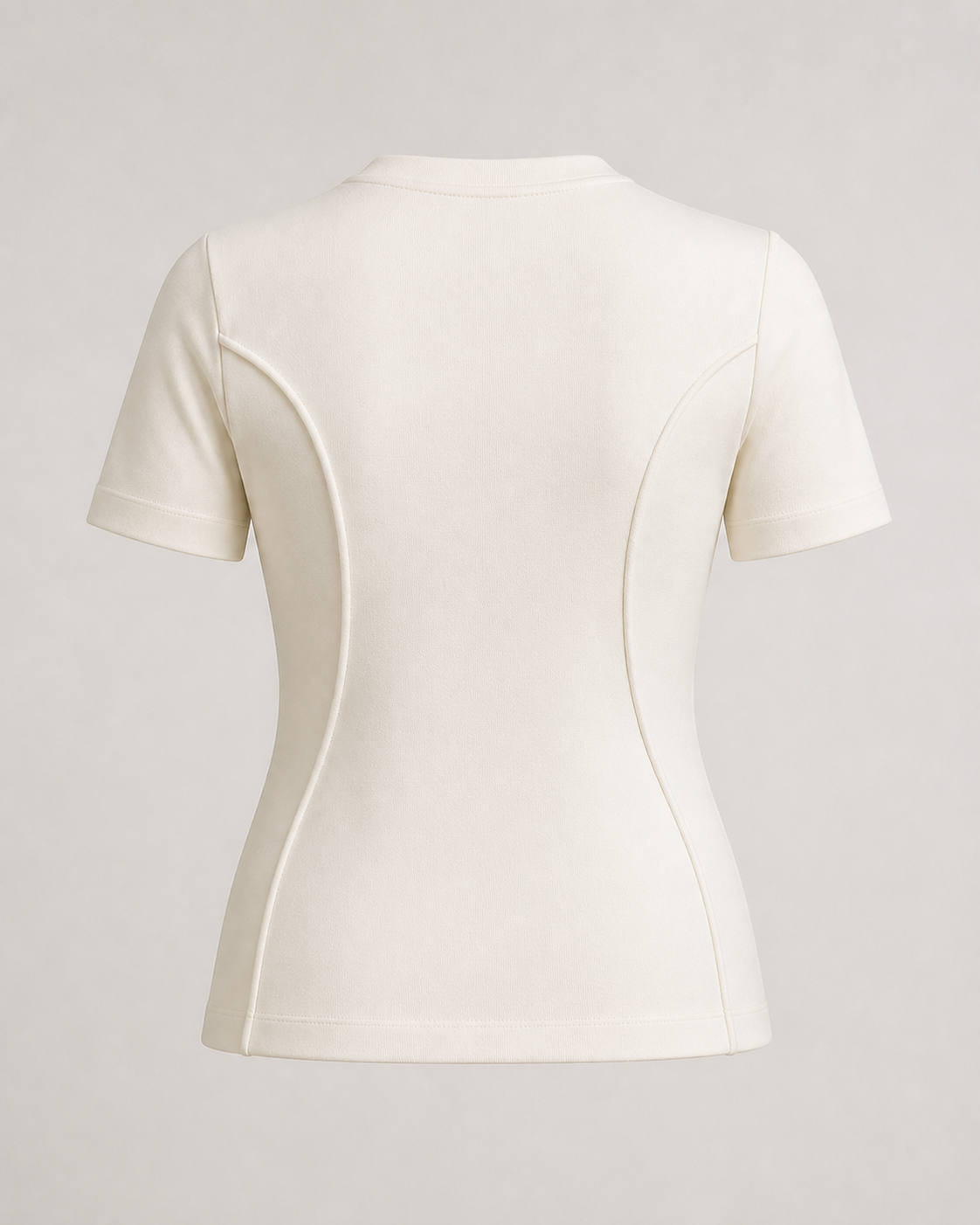 Back view of the ivory Women’s Origin T-Shirt showing its clean fitted construction.