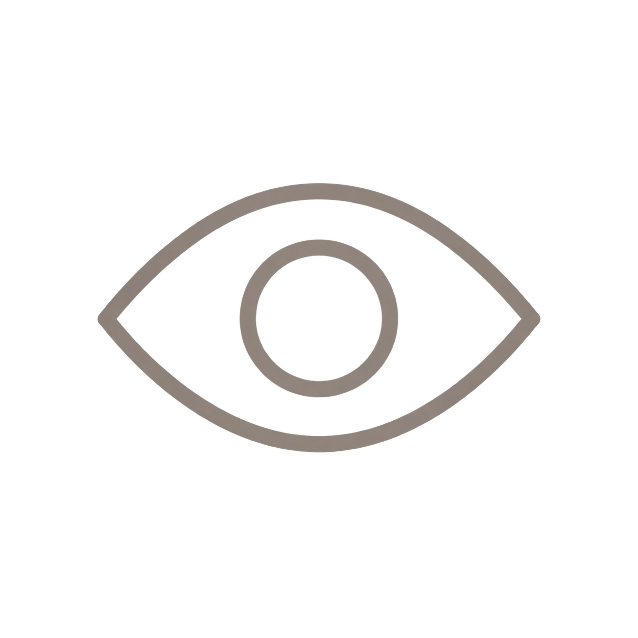 Ein stilisiertes Auge mit einem Kreis in der Mitte, symbolisiert Sehvermögen oder Beobachtung.