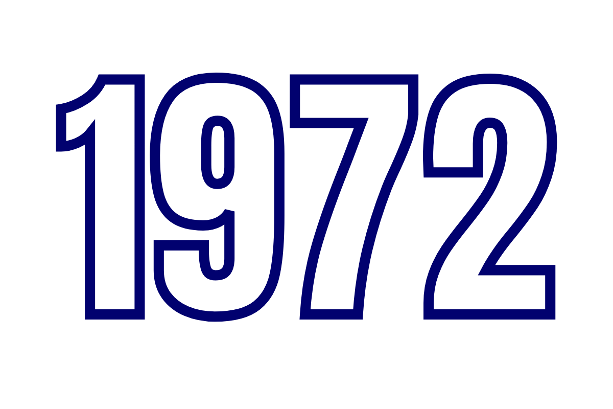 The number 1972 written in large, outlined font with no fill on a black background.