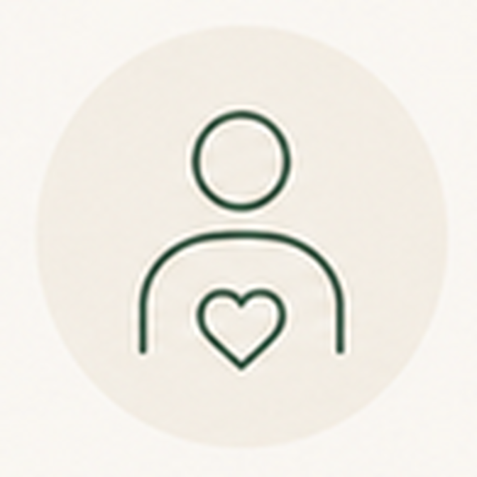 Icon of a person with a heart inside the chest area
