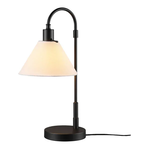 Globe Daffodil 20" Matte Black Table Lamp with White Conical Linen Shade - 120V, 60W