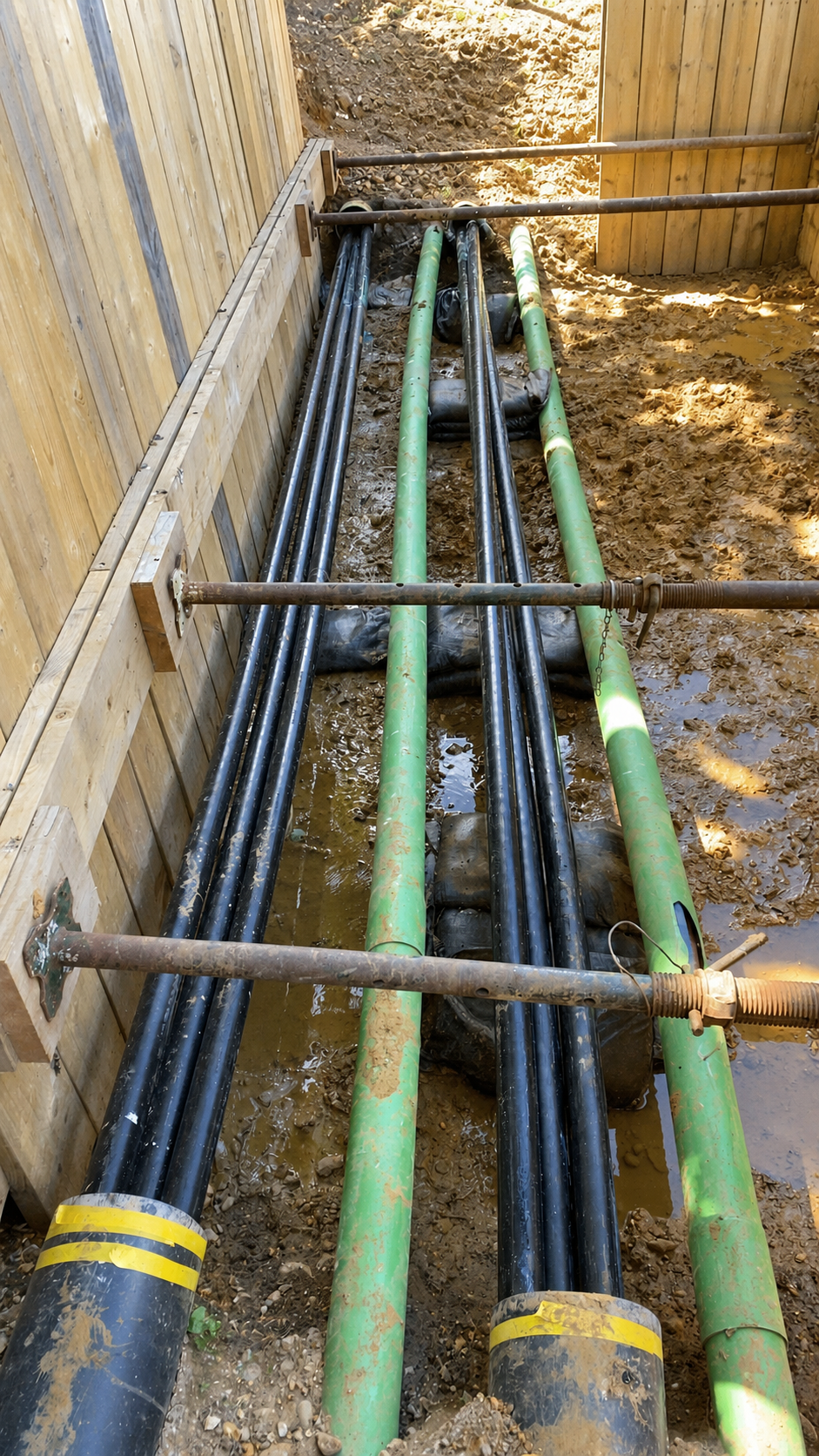 FlowNet underground cable service routing within a supported trench