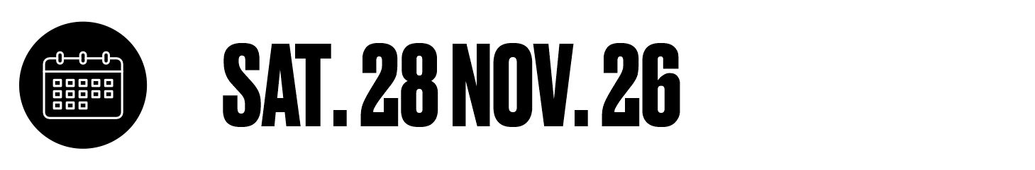 A digital calendar icon in the top left corner of the image with a black background