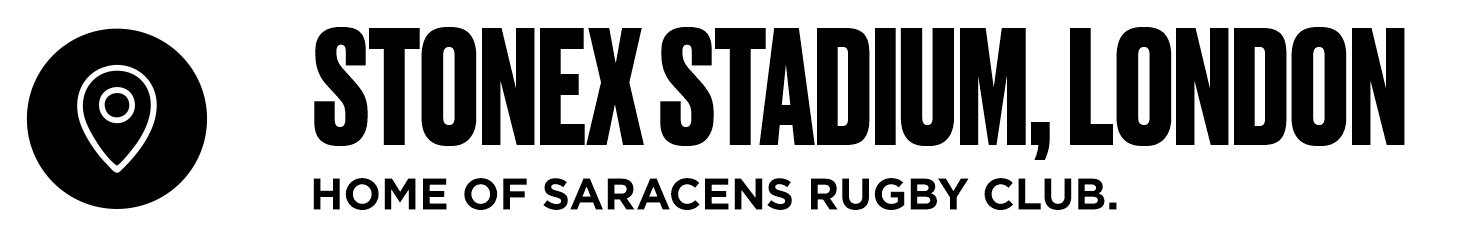 A white icon of a location pin on a black background.