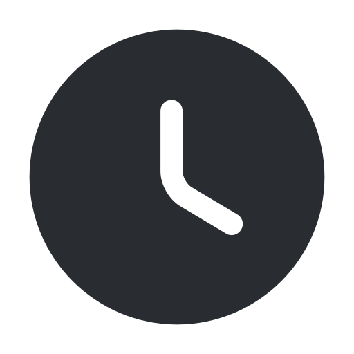 A clock icon showing a time of approximately 3:00.
