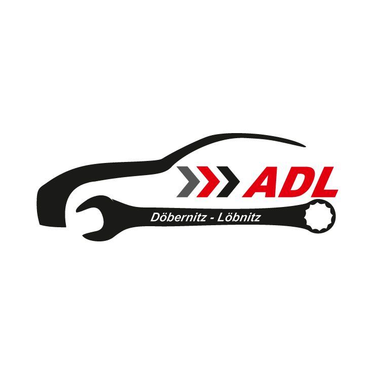Logo mit stilisiertem Autoreifen und Wrenkschlüssel, der die Buchstaben ADL enthält, mit den Ortsangaben Döbernitz - Löbnitz darunter.