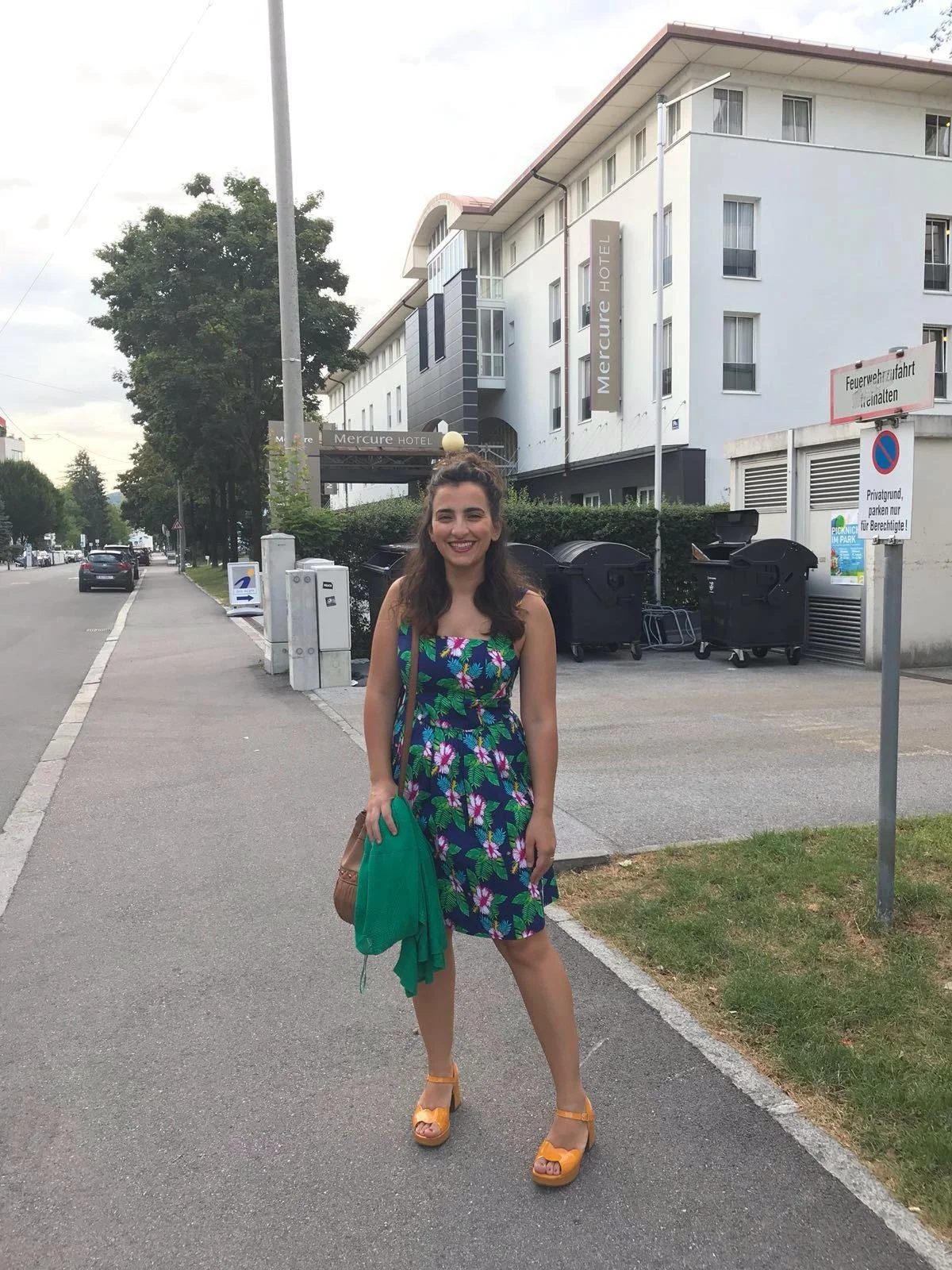 Tinatin Gudadze walking on a European street