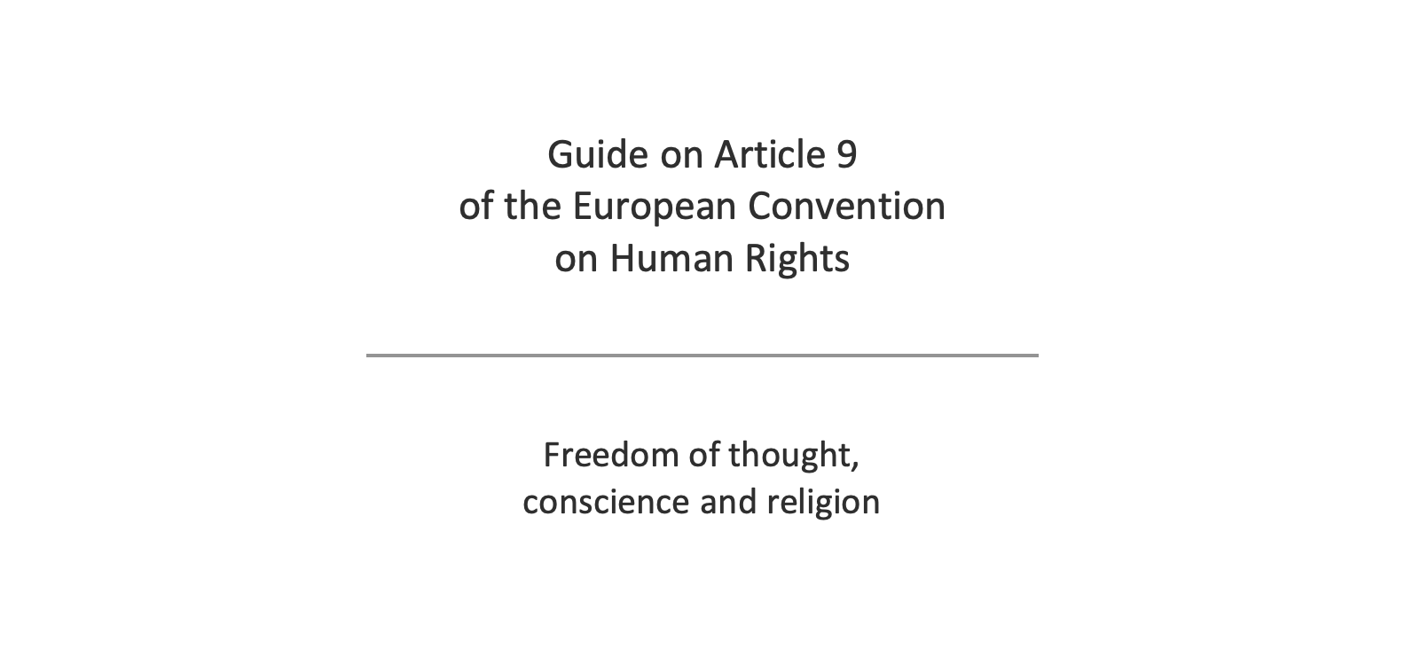 ECHR — Article 9 Guide