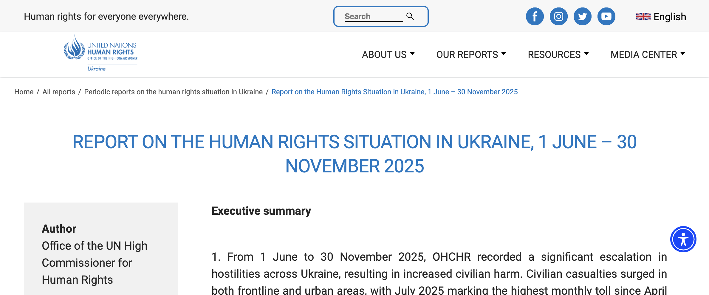 Human Rights in Ukraine — OHCHR Report