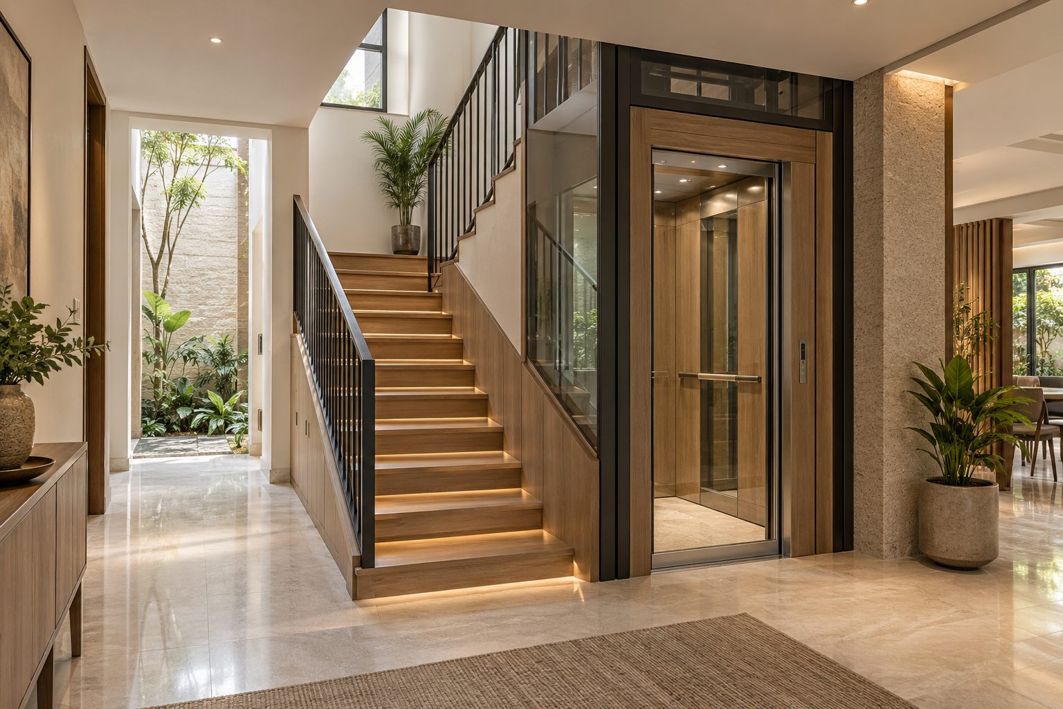 Integrated staircase and future home lift provision in AV-006 Family Lightwell Villa.