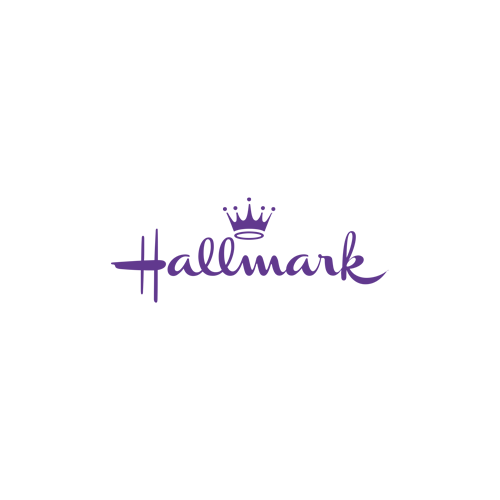 Purple Hallmark logo with a crown on a black background