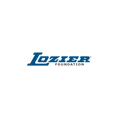 Cozyer Foundation logo in blue and gray on a black background