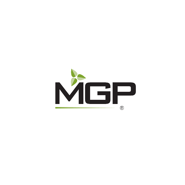 MGP logo with green leaves and underline on a black background