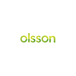 Olsson logo in green and lime lettering