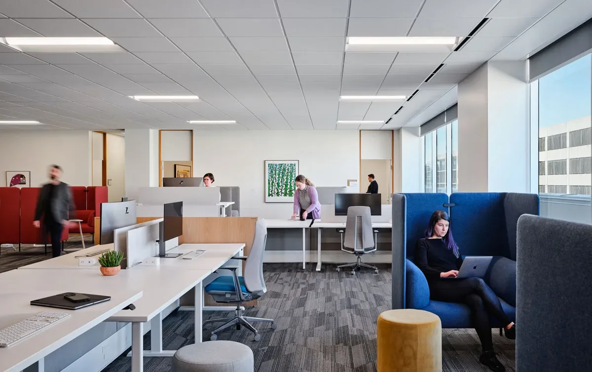 Collaborative workspace desks comfortable furniture