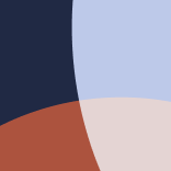 Abstract geometric design with navy blue, terracotta, and pale pink curved shapes