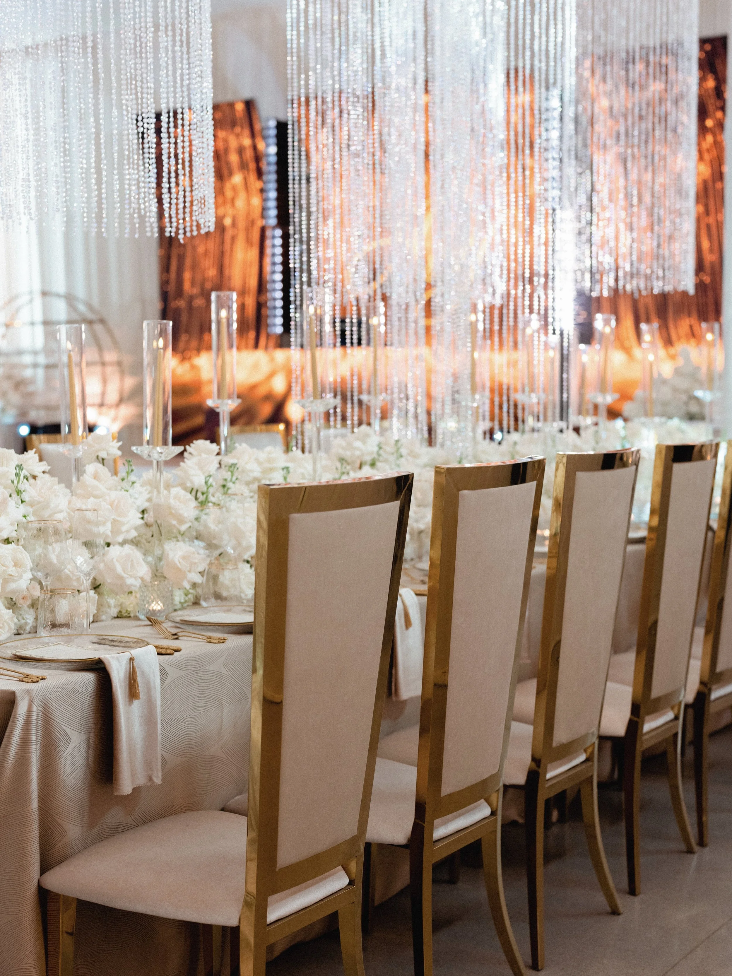 The chairs, the linens, the flowers and accents of gold just WOW!!!