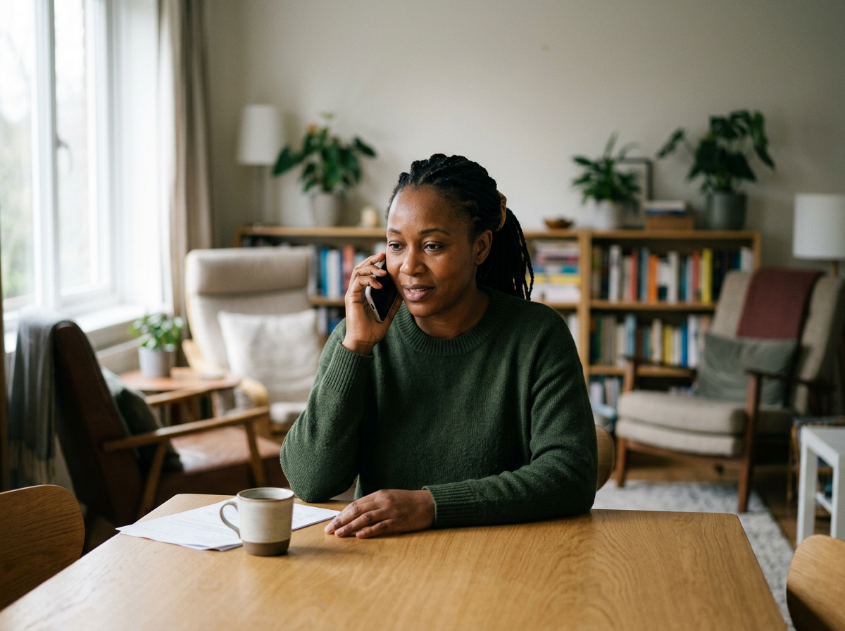 Woman calling to schedule a consultation with Solavé Living.
