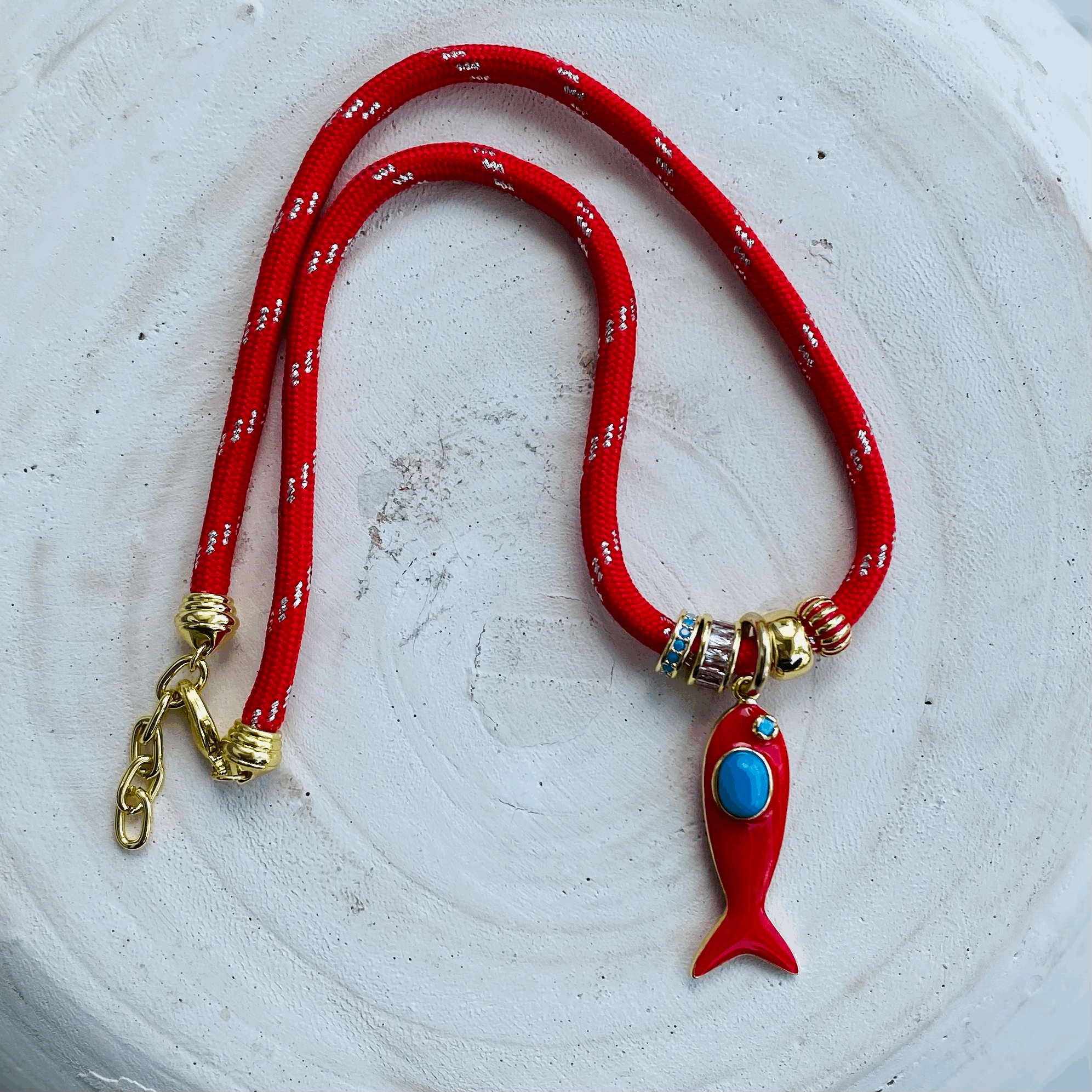 Red Fish Necklace 17-18"