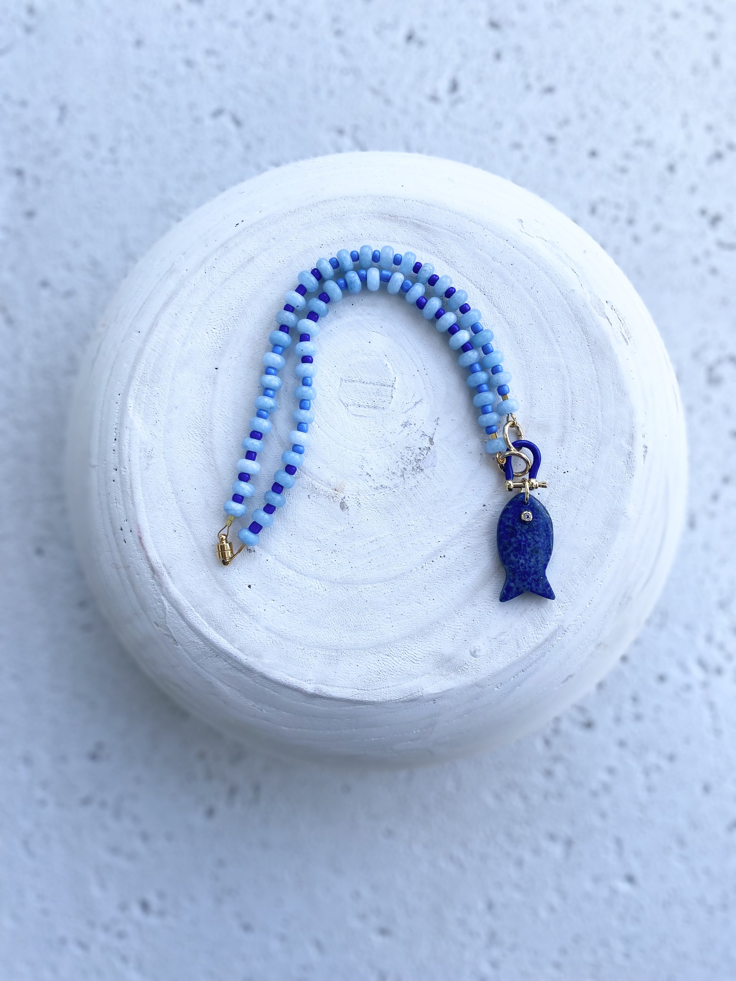 Indigo Fish Necklace 17.5"