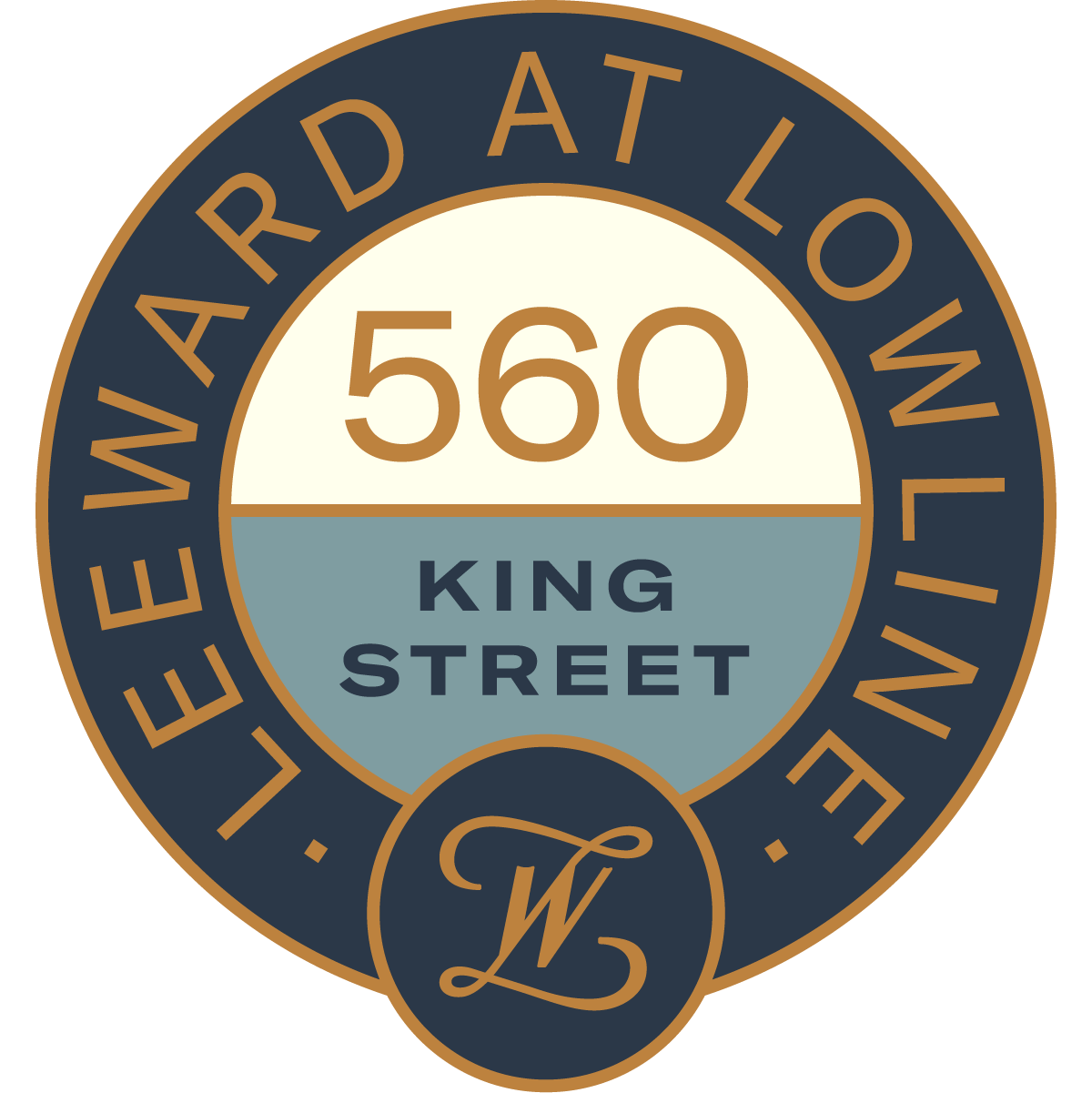 Neighborhood association badge for King Street with the number 560 in the center and a decorative compass at the bottom.