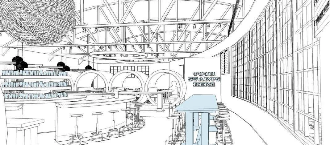 Concept perspective — the bar and the start of the tour.