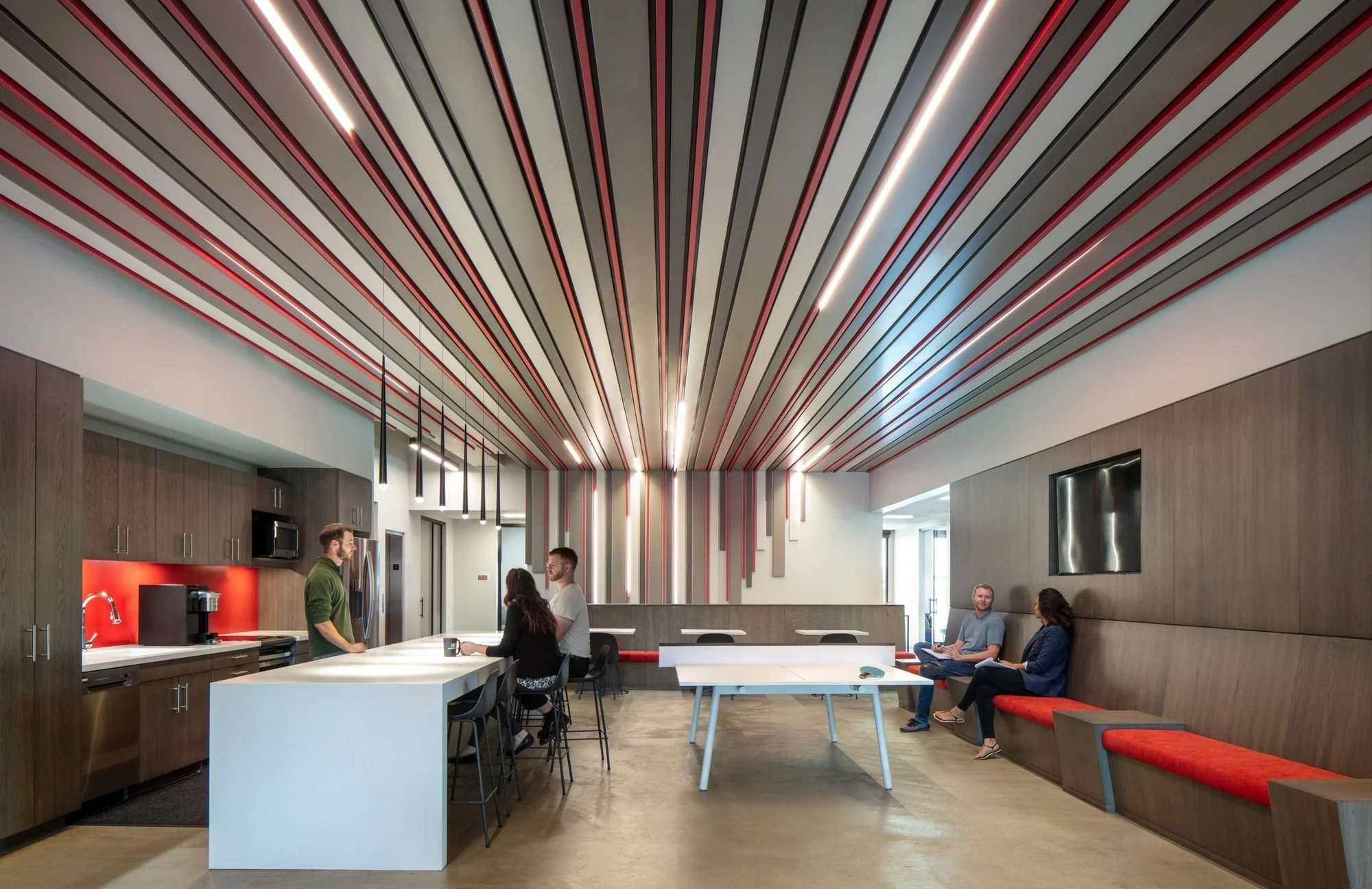 Large communal spaces support gathering and group collaboration.