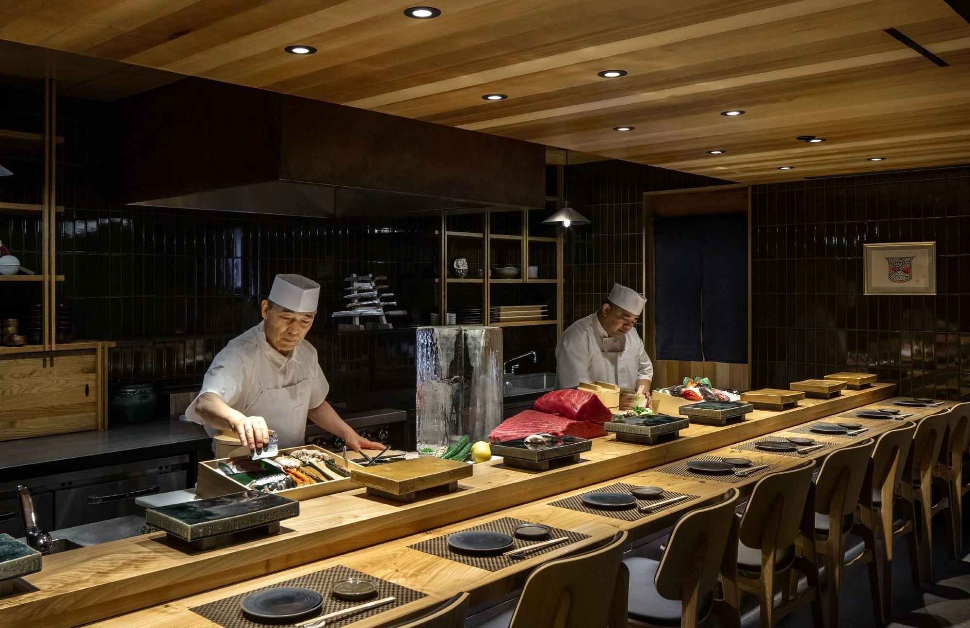 Kizaki — the omakase counter, chef and guests sharing one room.