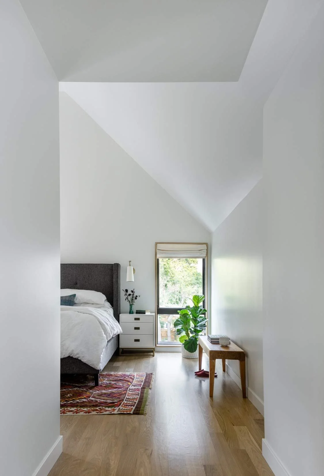 Gable forms are oriented east-west for effective daylighting and shading.