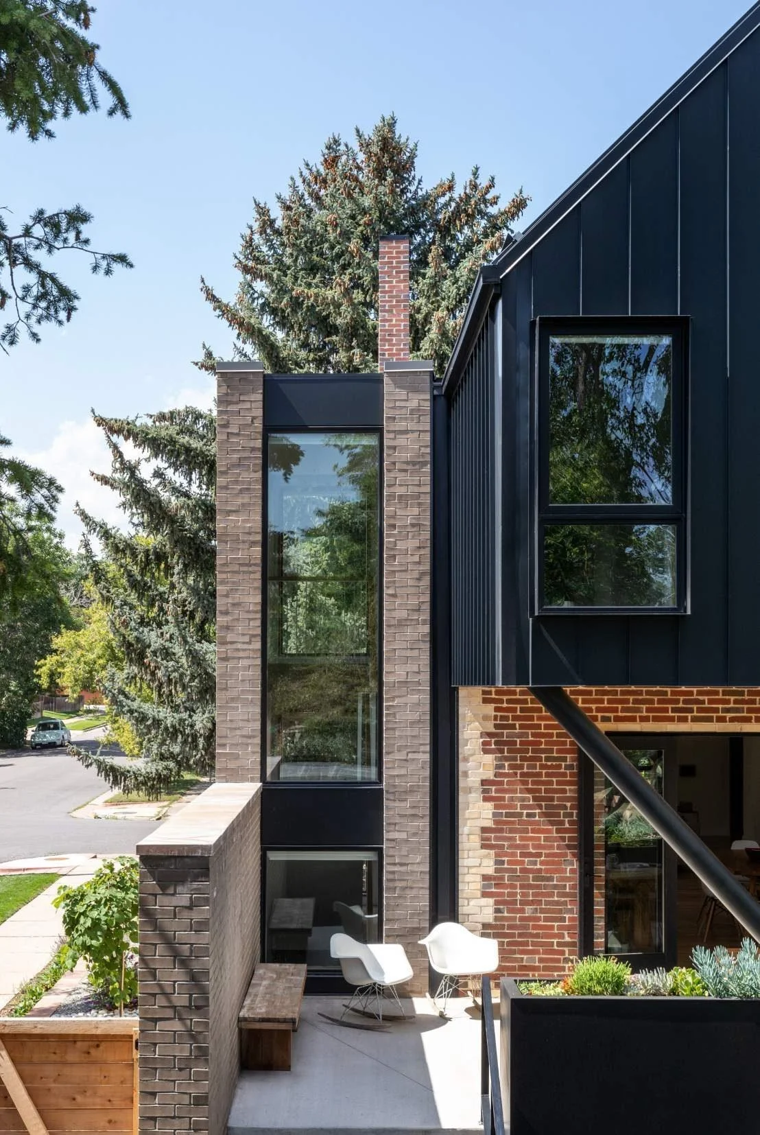 The relocated stair is the one element added outside the original footprint.
