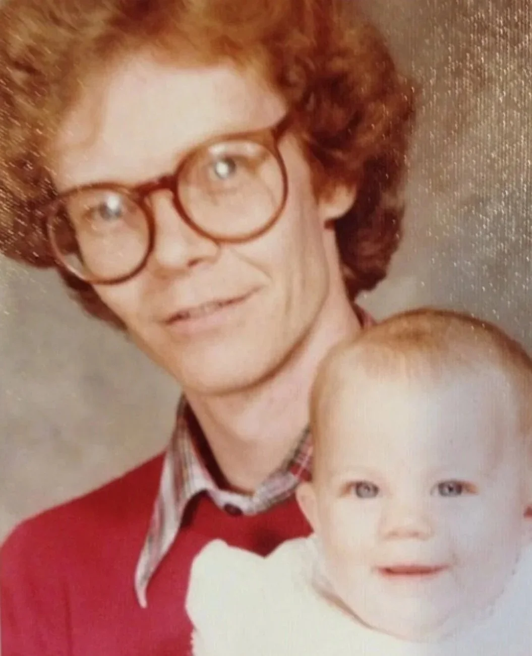 Sarah and her Dad in a his teacher school photo