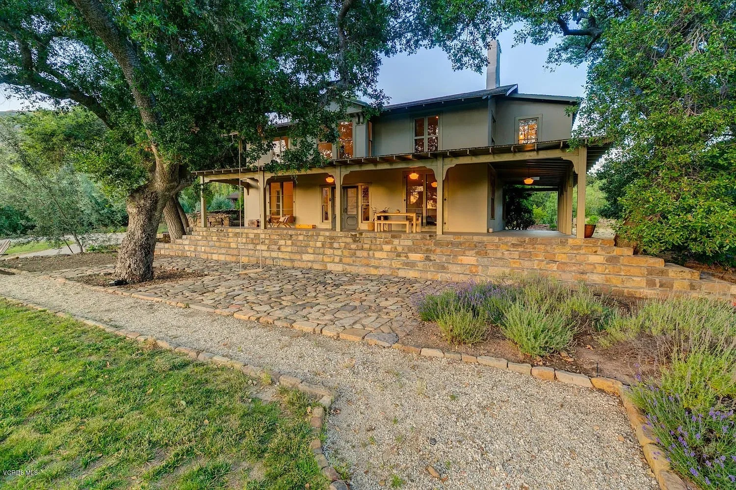 Ojai home surrounded by mature oak trees and natural landscaping