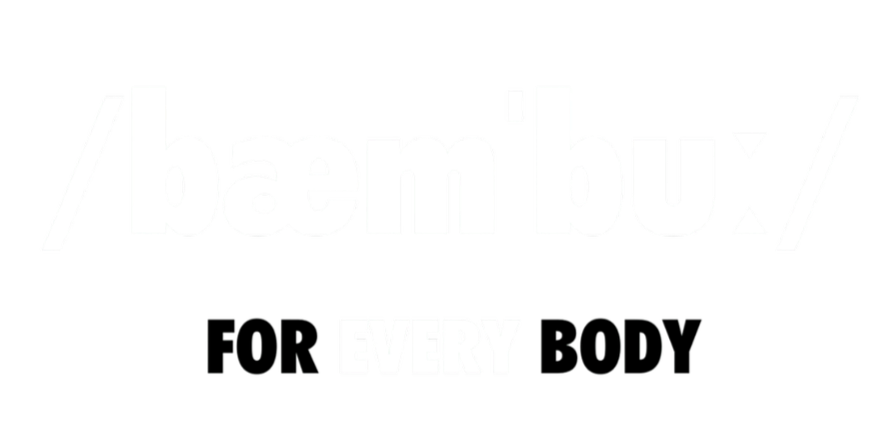 Wit tekst op zwarte achtergrond, met de woorden '/baemboe/' en 'EVERY'.