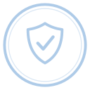 Shield icon with a check mark inside, symbolizing security or protection.