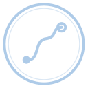 Simple line drawing of a looped wire or cable with a small circular connector at one end.