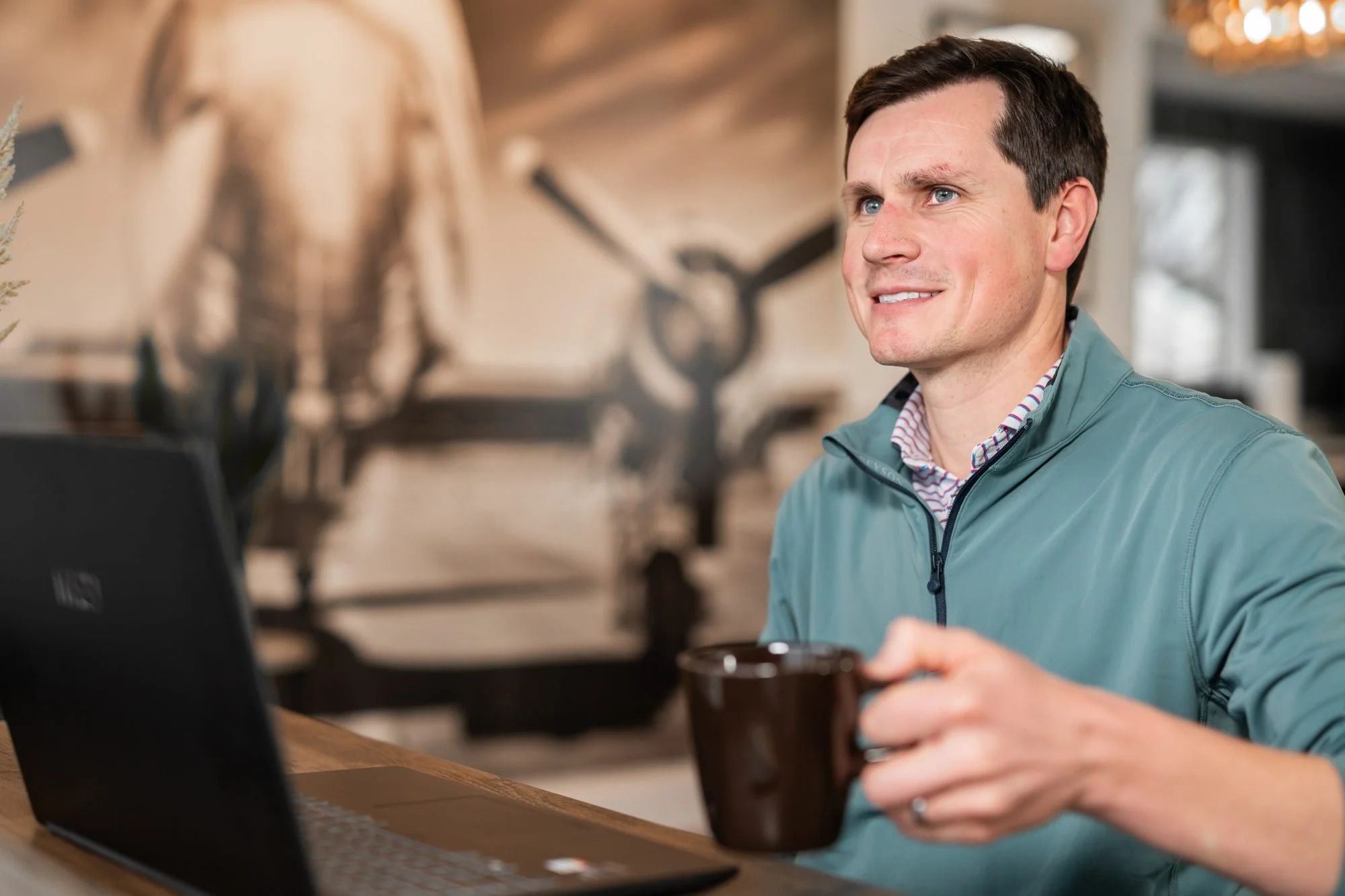 Rob Holdcroft with a cup of coffee, ready for a first conversation