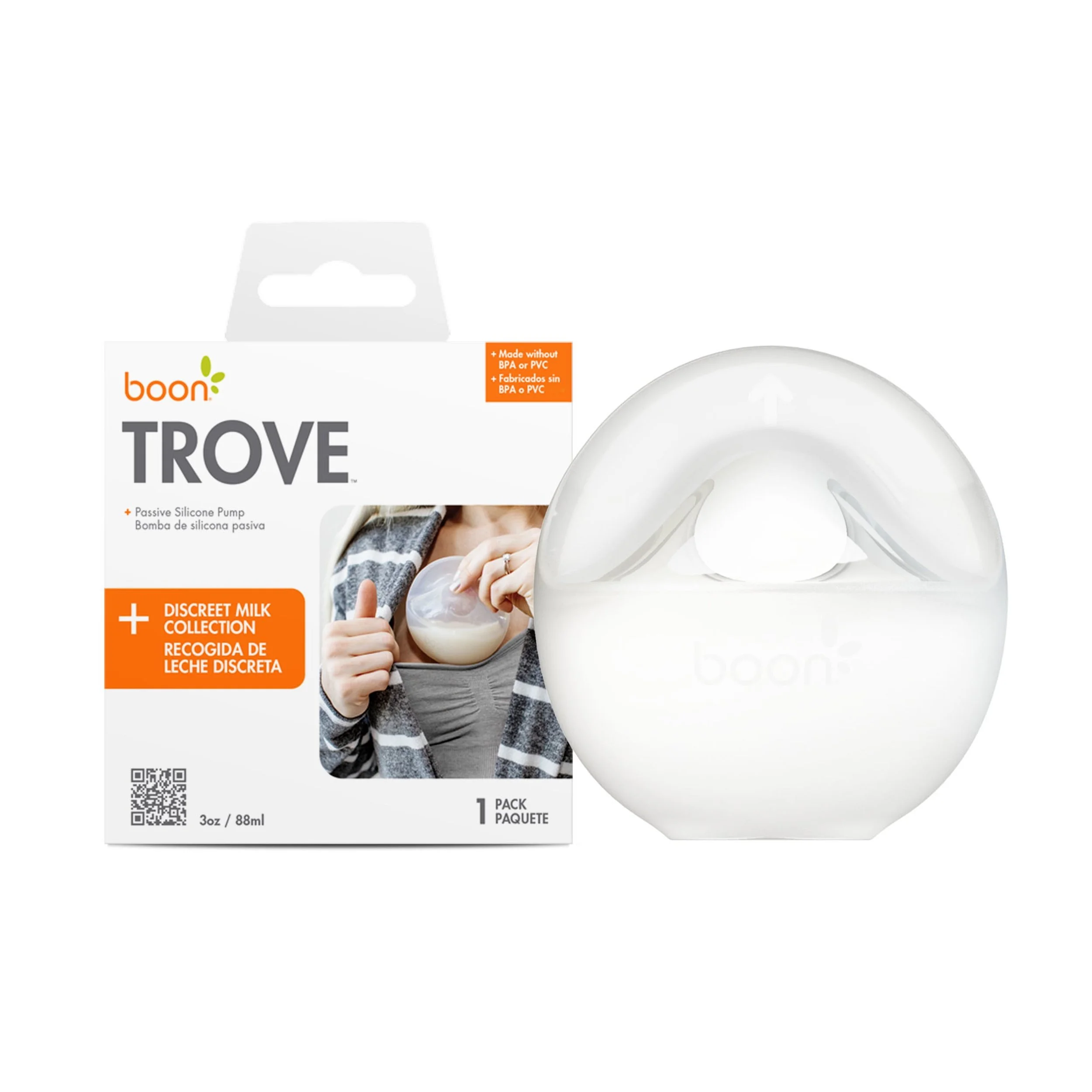 Boon Trove  A compact silicone milk collector that sits comfortably in your bra and helps catch milk without bulky parts.