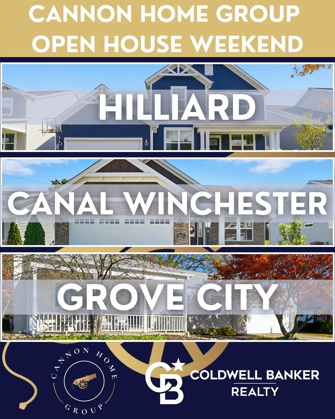🏡 Busy weekend of Open Houses! 

📍 Hilliard | 1844 Cavolo Dr 
📍 Canal Winchester | 6065 Wilson Dr
📍 Grove City | 3060 Sawyer Dr

Come out and take a look at 3 amazing homes though Columbus!