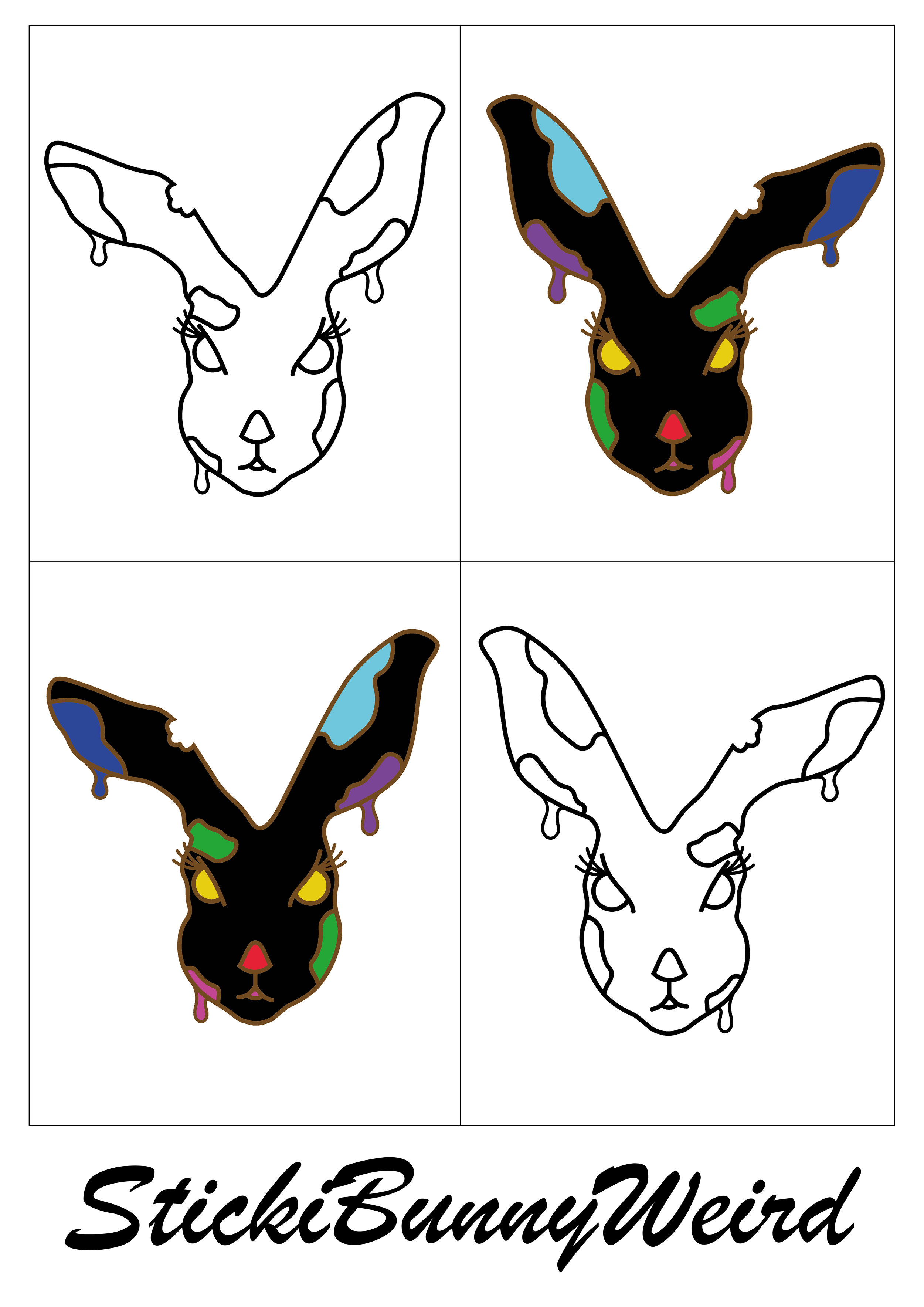 StickiBunnyWeird Collage A3 Poster