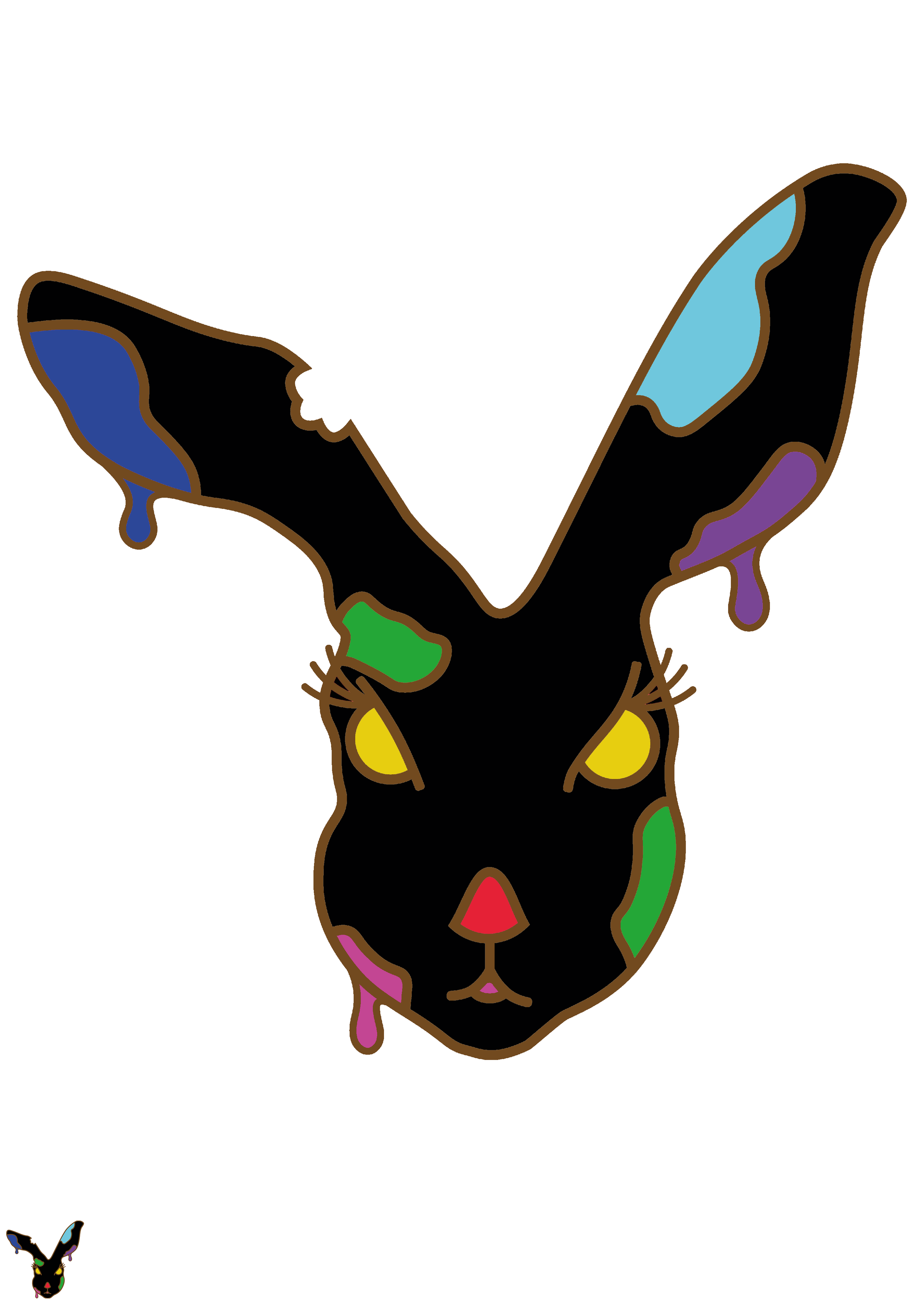 StickiBunnyWeird Coloured A3 Poster
