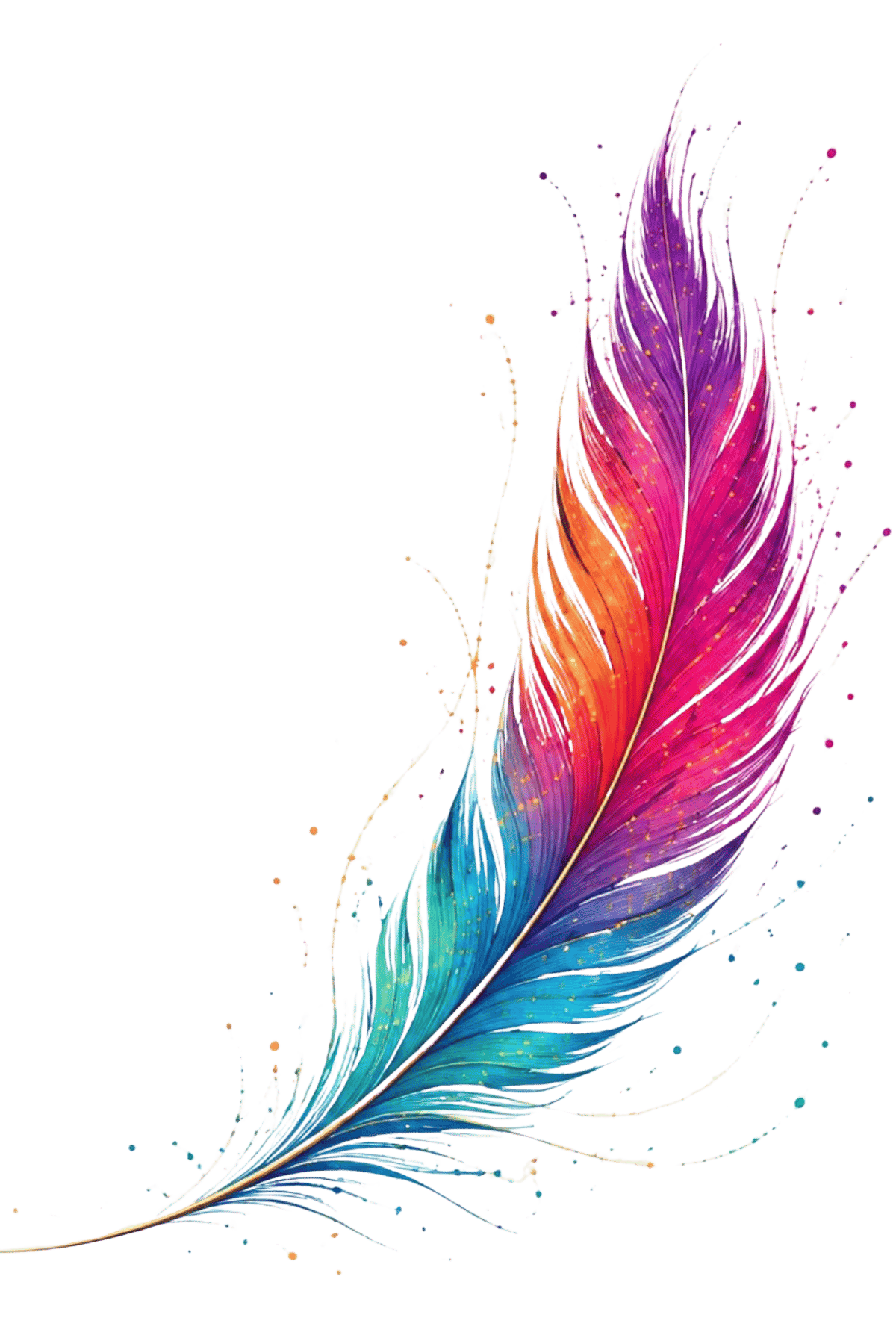 Colourful feather in the Phoenix Mind Body Breathe brand colours