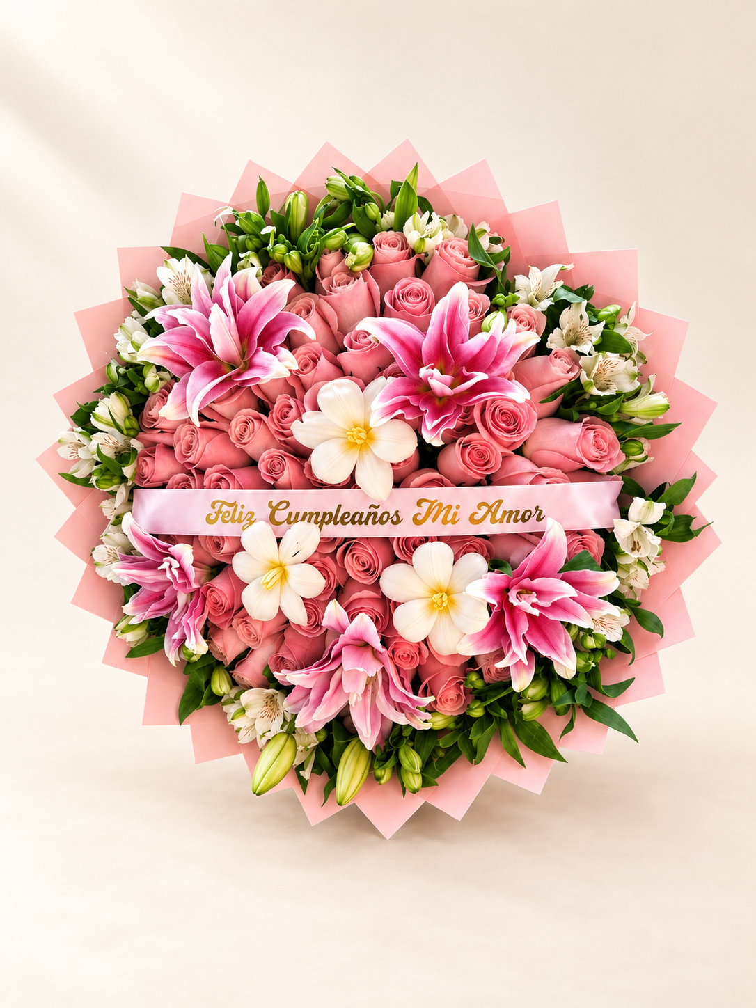 Pink rose and lily birthday bouquet.png