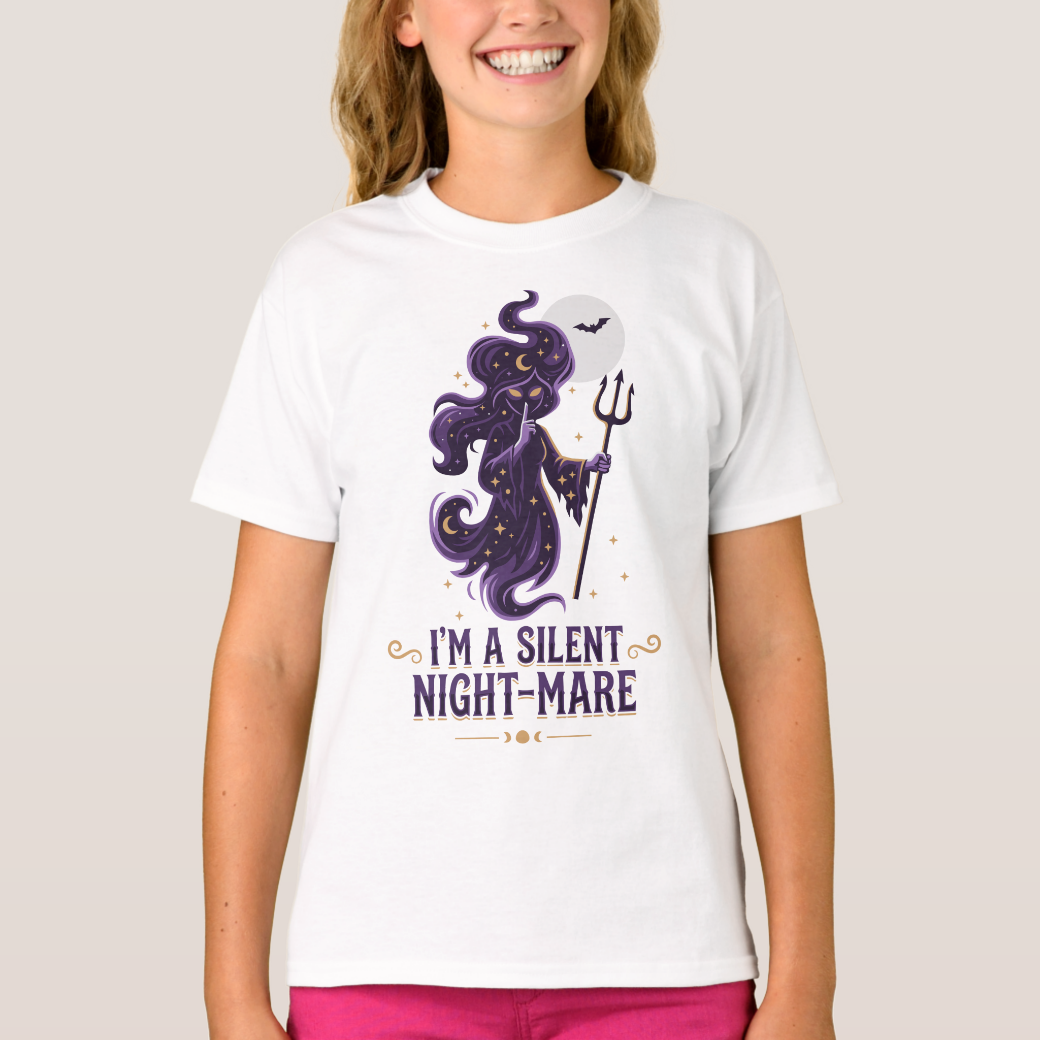 Zazzle I'm a Silent Night-Mare Halloween Design T-Shirt (Front).png