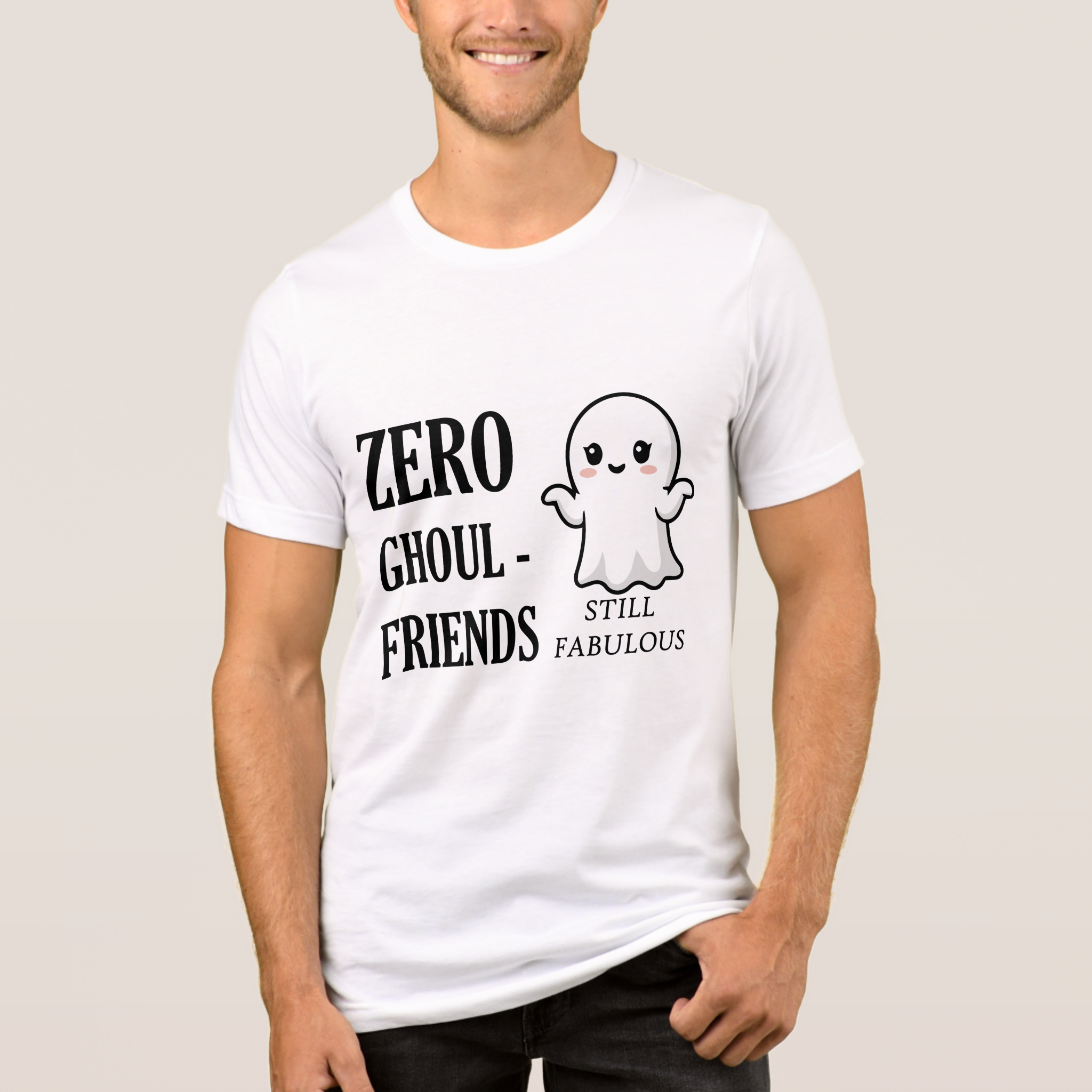 Zazzle Zero Ghoul-Friends Still Fabulous Cute Ghost Tri-Blend Shirt (Front).png