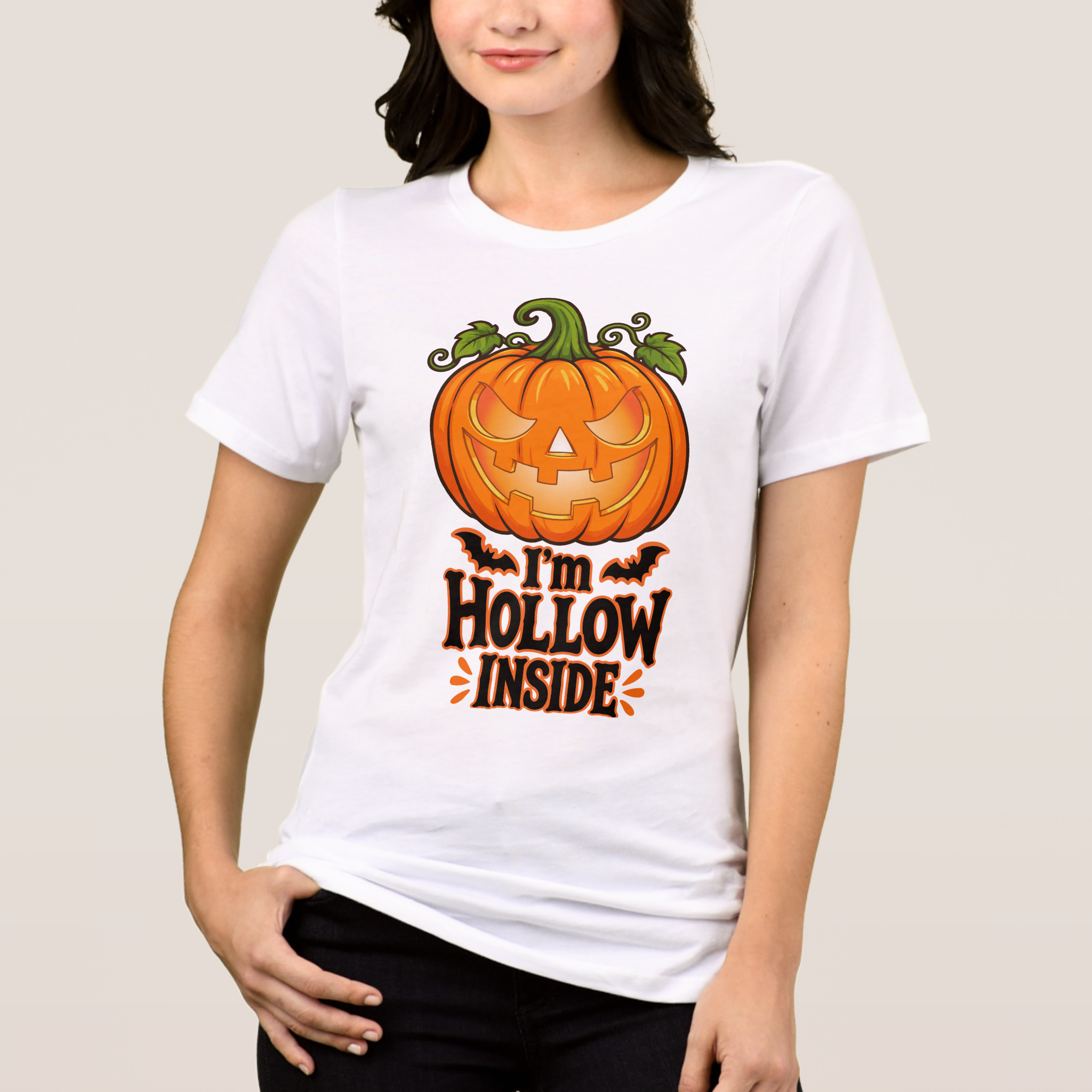 Zazzle I'm Hollow Inside Funny Halloween Pumpkin Tri-Blend Shirt (Front).png