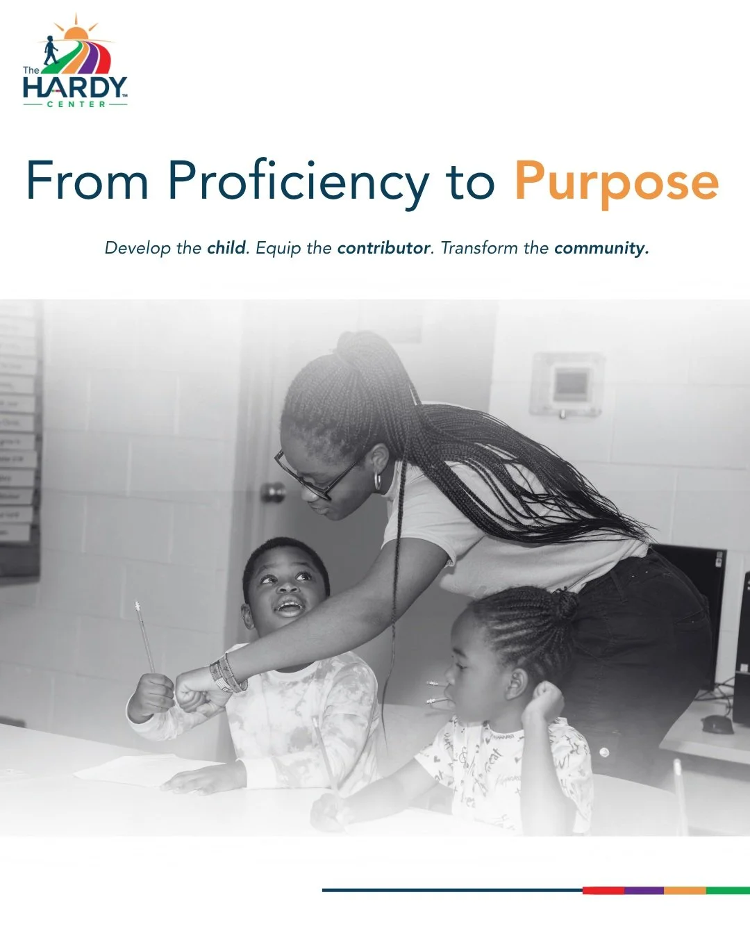 We believe academic proficiency is a foundation, not the finish line. 

Our work helps students build the knowledge and skills they need to succeed today while developing the confidence, critical thinking, problem-solving, and sense of purpose to con
