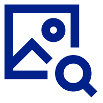 Icon of a photo with a magnifying glass, representing search or analysis of images.