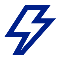 Blue lightning bolt symbol on a black background