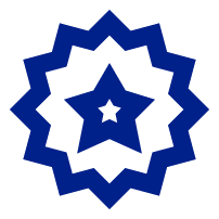 Abstract geometric star-like pattern in shades of blue and black.